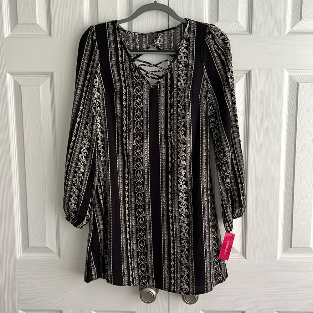 Black & White Long Sleeve Sort Dress